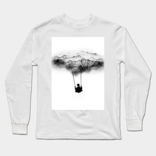 Black and White Mountain Swing Long Sleeve T-Shirt